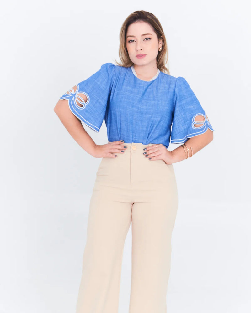 BLUSA LOVE IT 44341 AZUL CLARO G