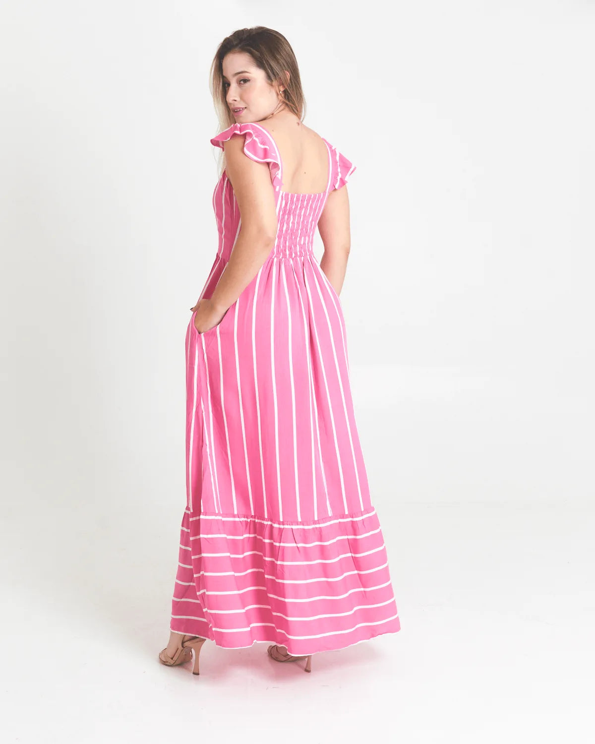 VESTIDO SAFIRA LONGO BABADO/OMBRO