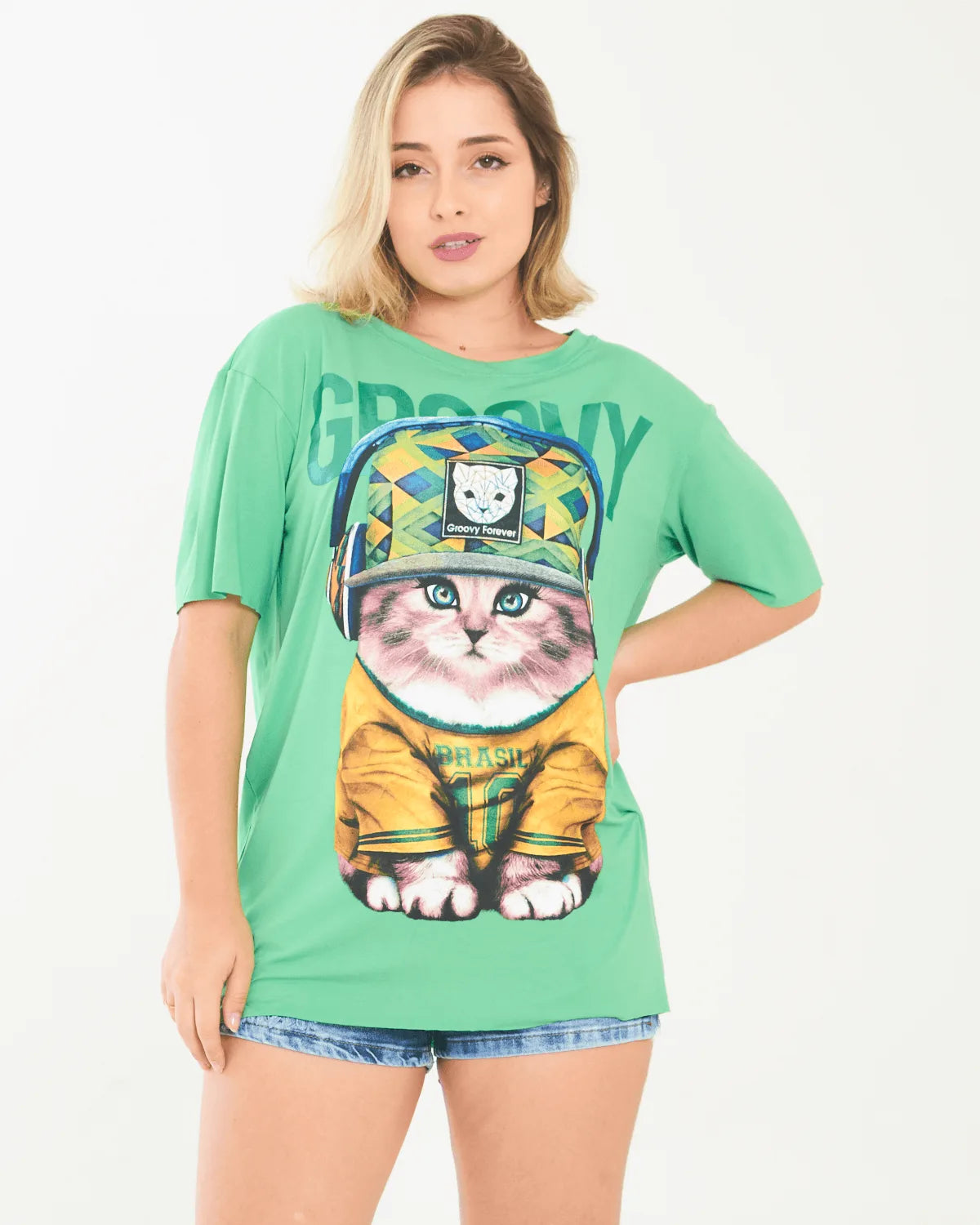 T-SHIRT GROOVY 21081 FOLHA NOVA G