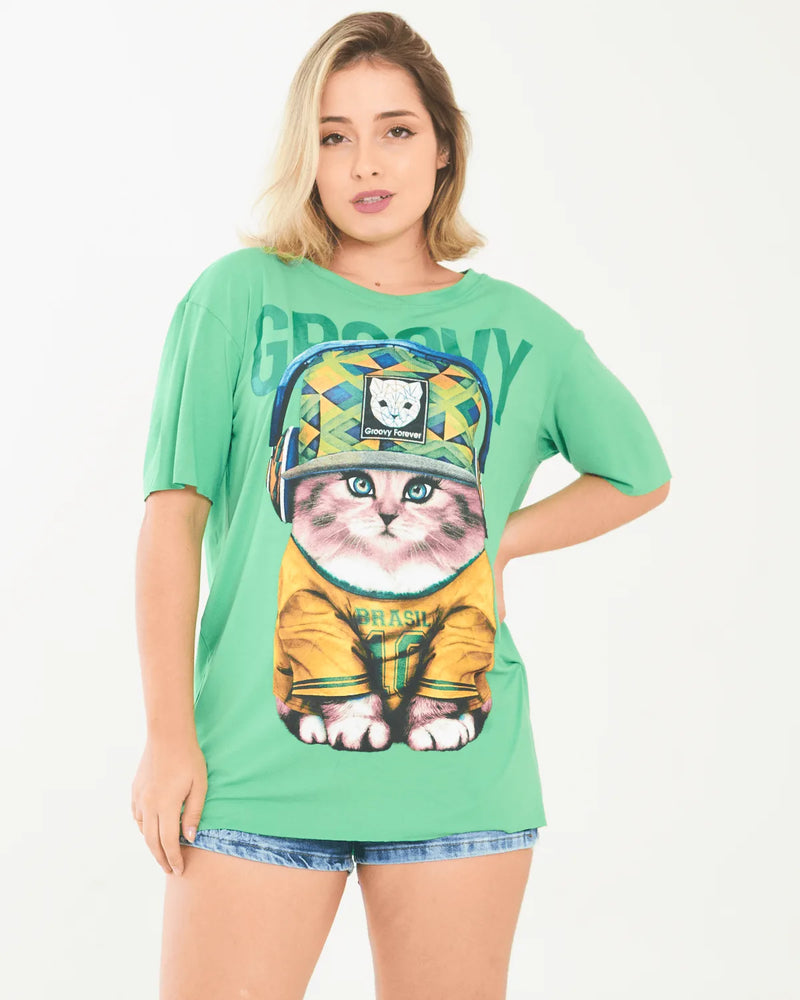 T-SHIRT GROOVY 21081 FOLHA NOVA G