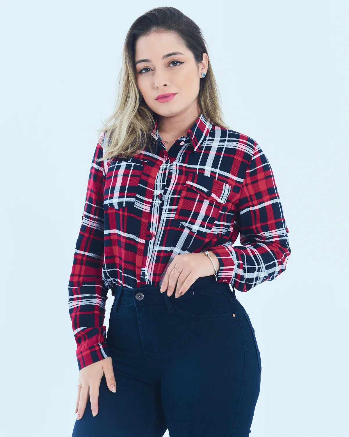 CAMISA XADREZ J BIA 6031 AZUL GG