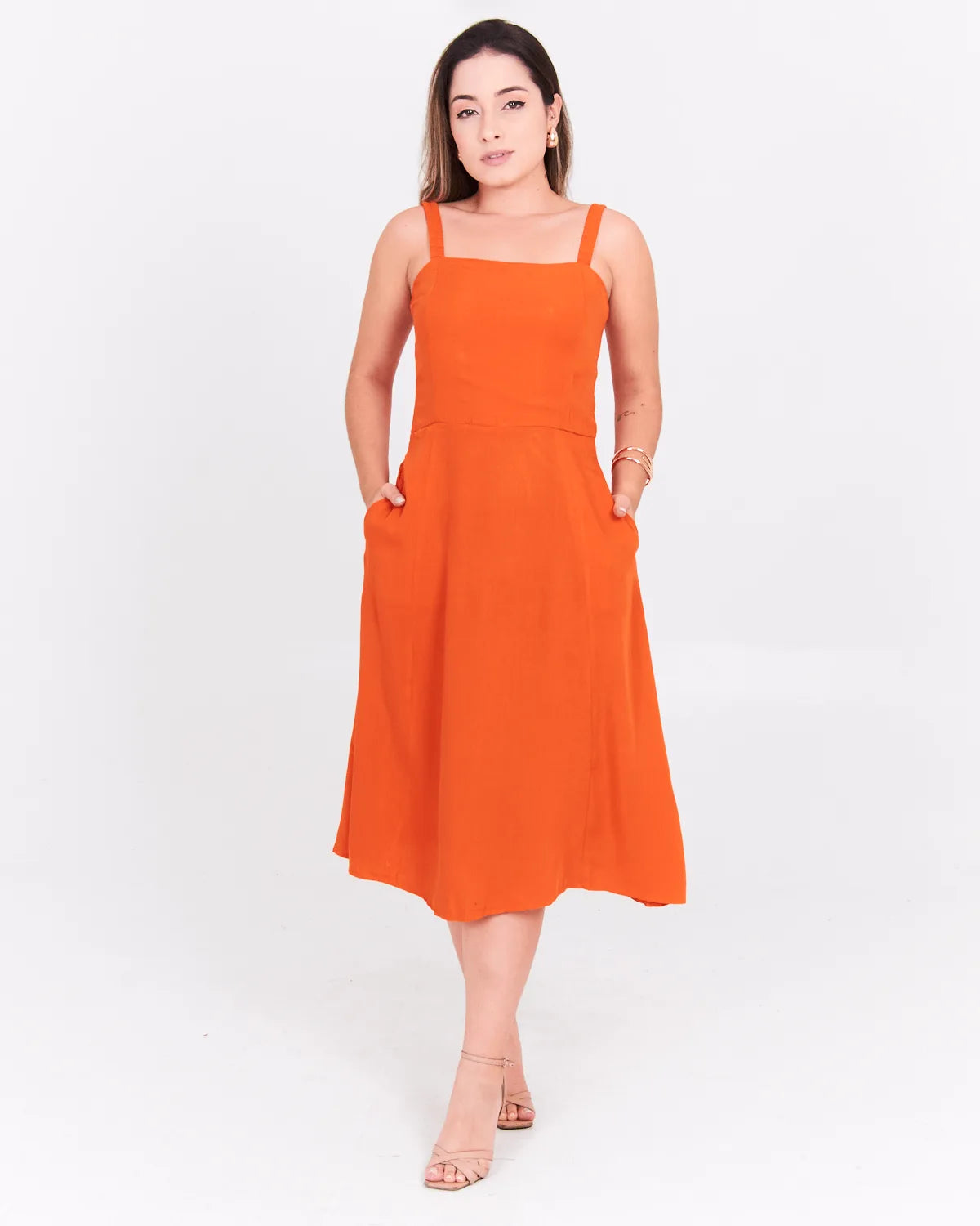 VESTIDO SAFIRA MIDI/ALCA/BOLSO