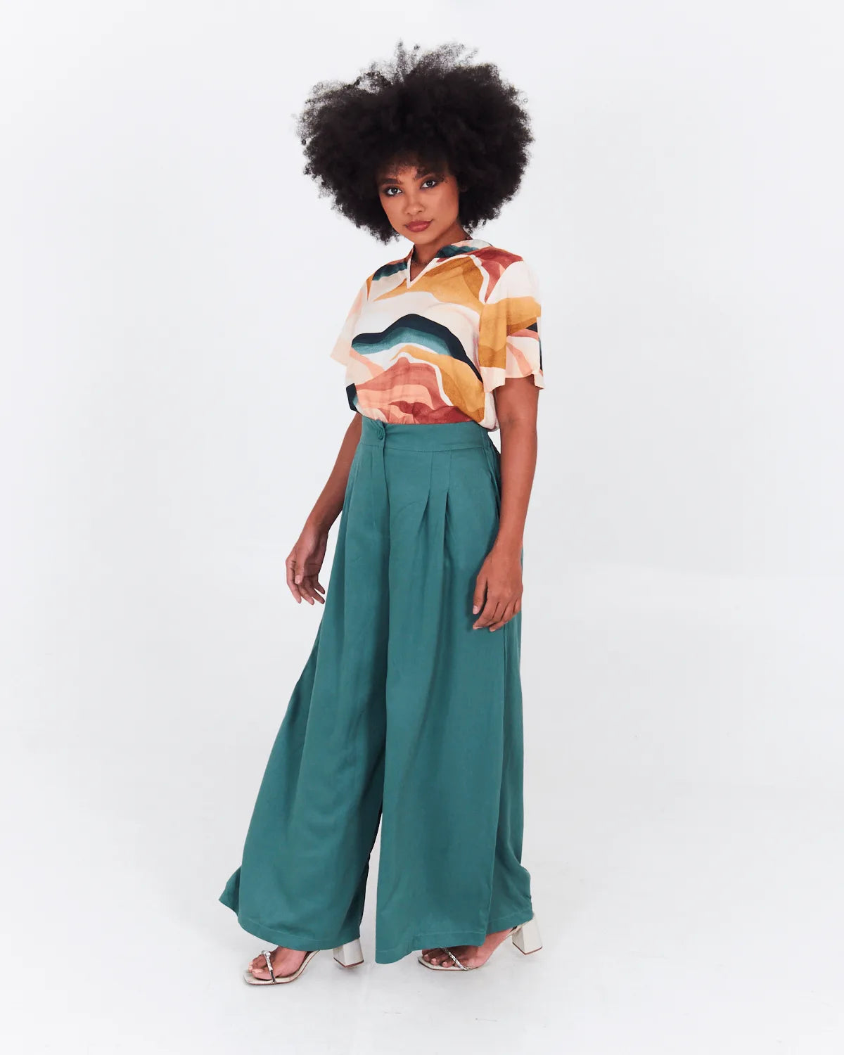 Calça Pantalona Com Elástico