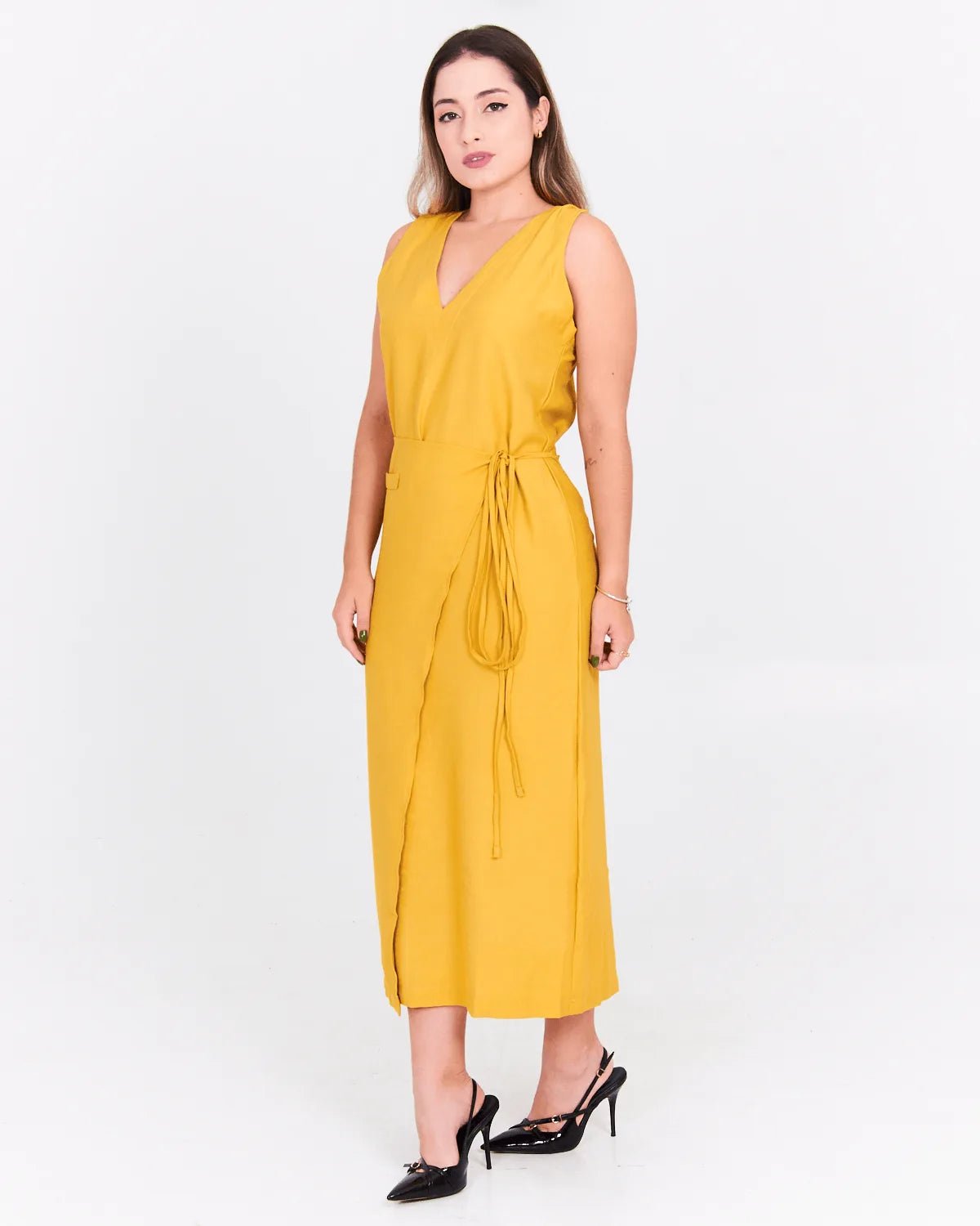 VESTIDO TROPICAL 9702A MOSTARDA M