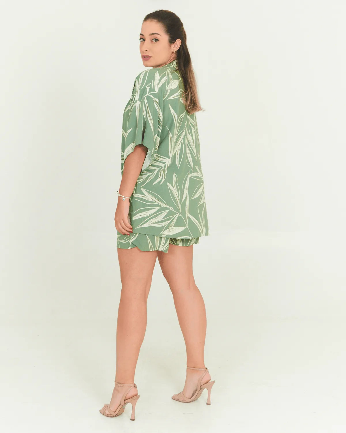 CONJUNTO LUIGIA KIMONO FOLHAS VERDE M