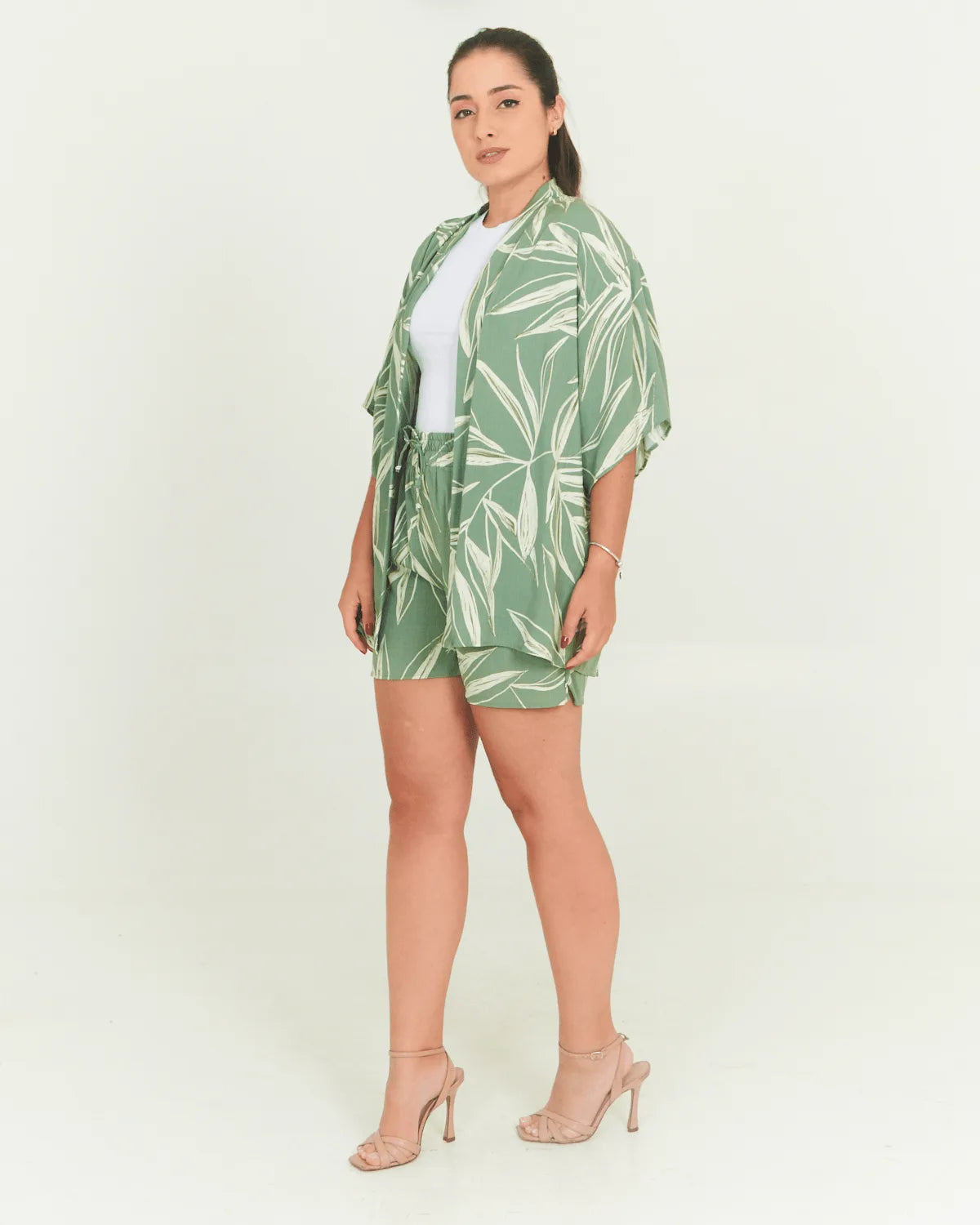 CONJUNTO LUIGIA KIMONO FOLHAS VERDE M