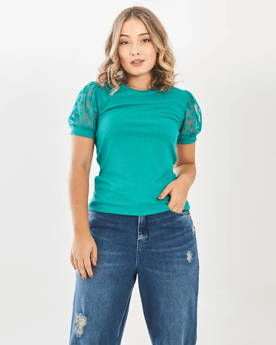 BLUSA SAFIRA MANGA TULE