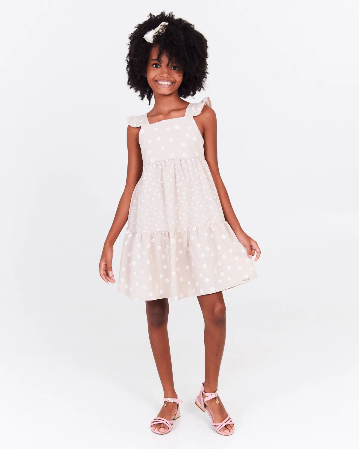 VESTIDO INF LUNENDER 37294 FLOR BEGE 03