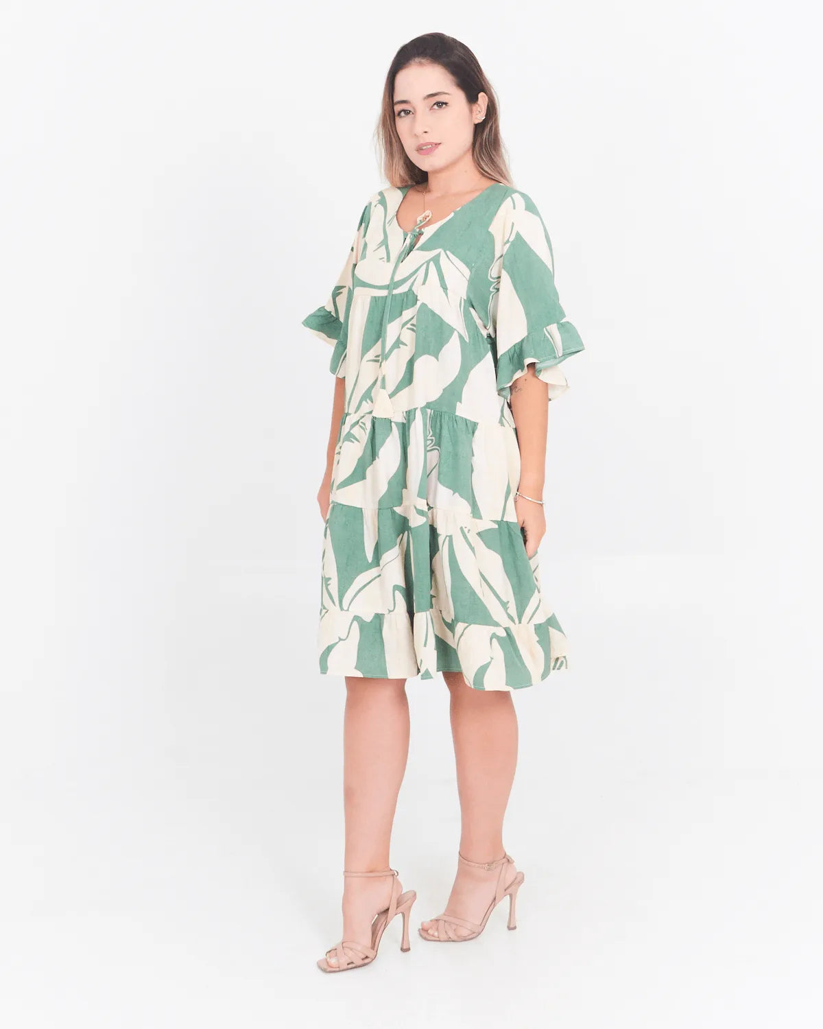 VESTIDO SAFIRA BABADOS AZUL BIC P