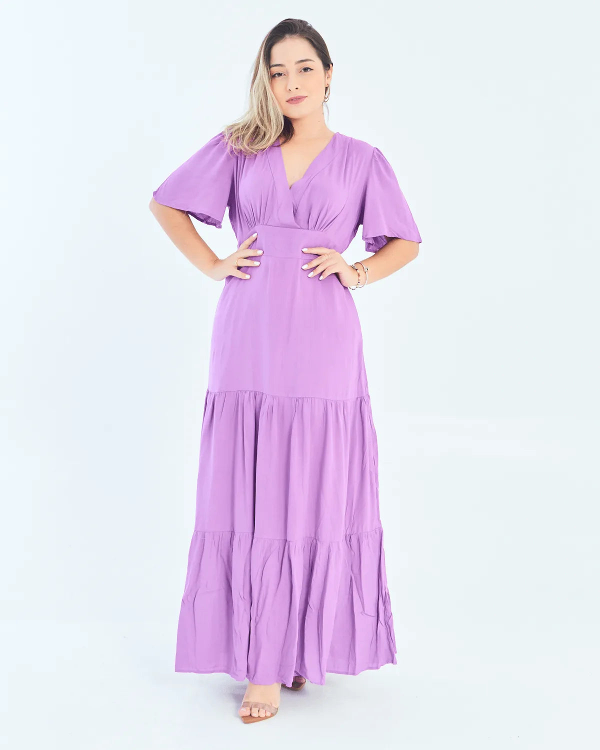VESTIDO SAFIRA LONGO/V/MANGA BRANCO G