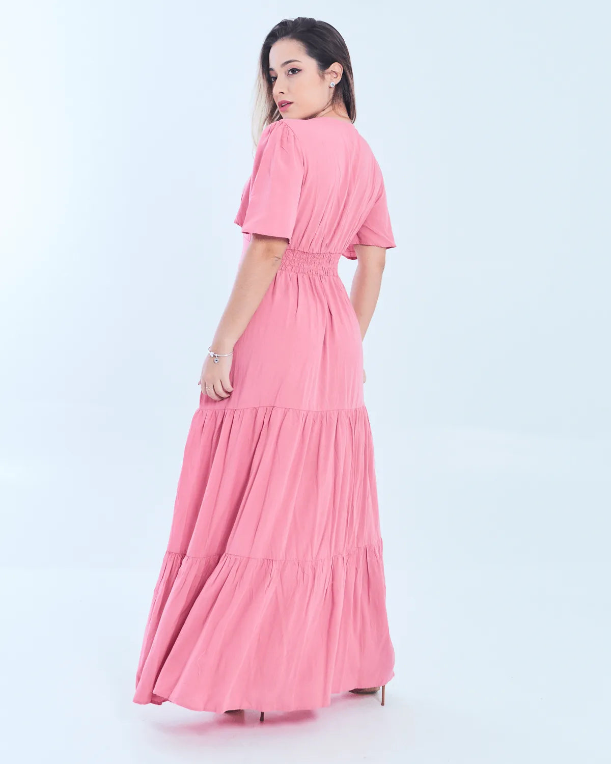 VESTIDO SAFIRA LONGO/V/MANGA BRANCO G