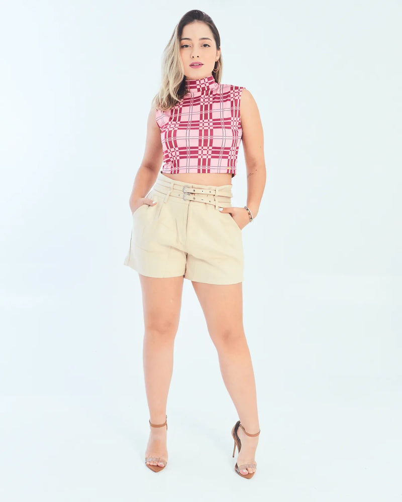 SHORT TOP CHARME C/2 CINTOS PRETO G